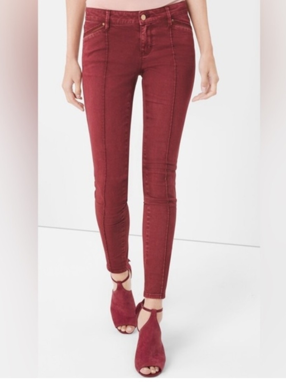 White House Black Market Skimmer Jeans in Burgundy